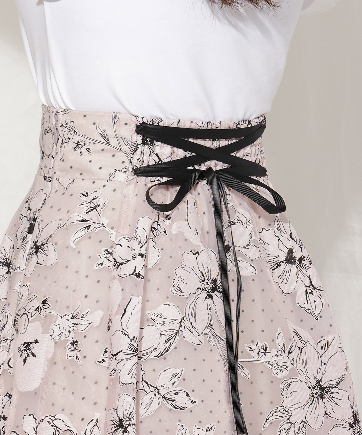 WILLSELECTION「ドットフラワー単色スカート」|フレア|