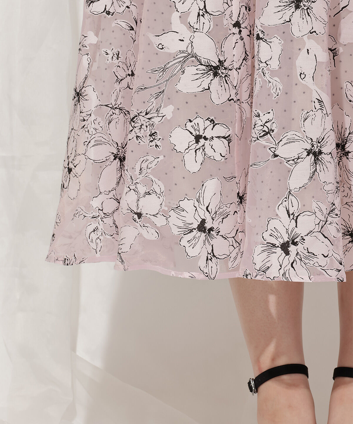 WILLSELECTION「ドットフラワー単色スカート」|フレア|