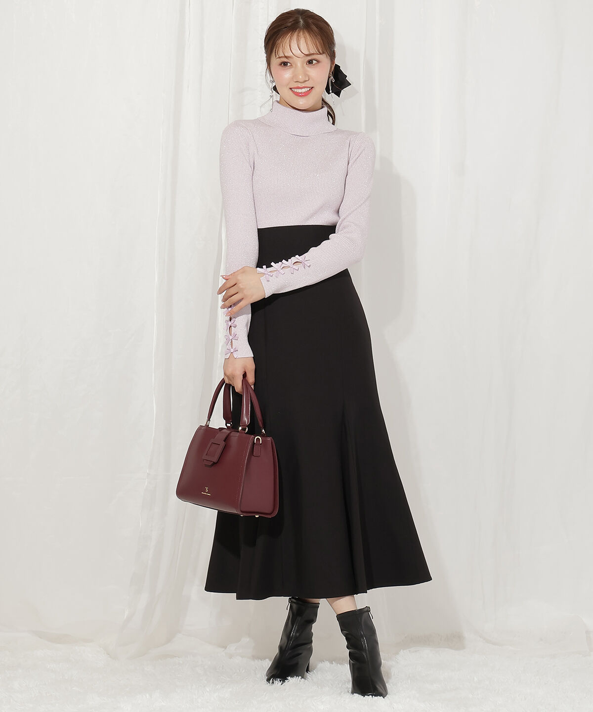 WILLSELECTION「袖リボンタートルニット」|ニット・セーター|