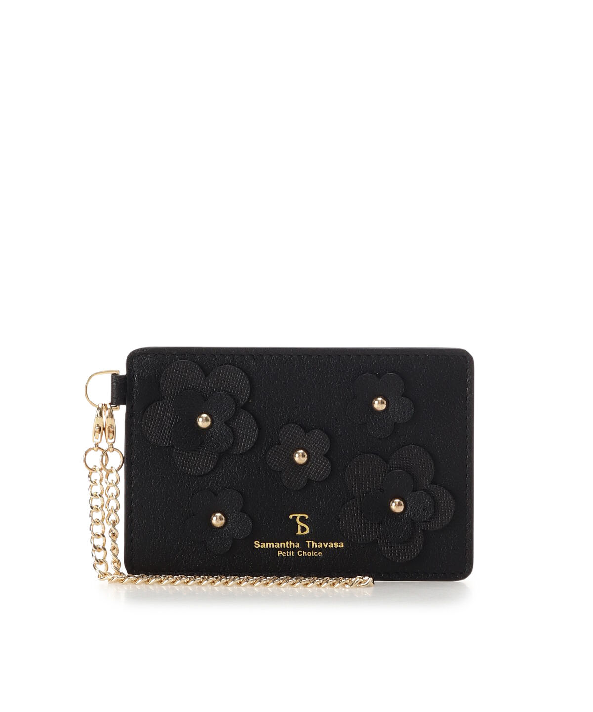 Samantha Thavasa Petit Choice「フラワーパッチ パスケース」|定期入れ|ブラック