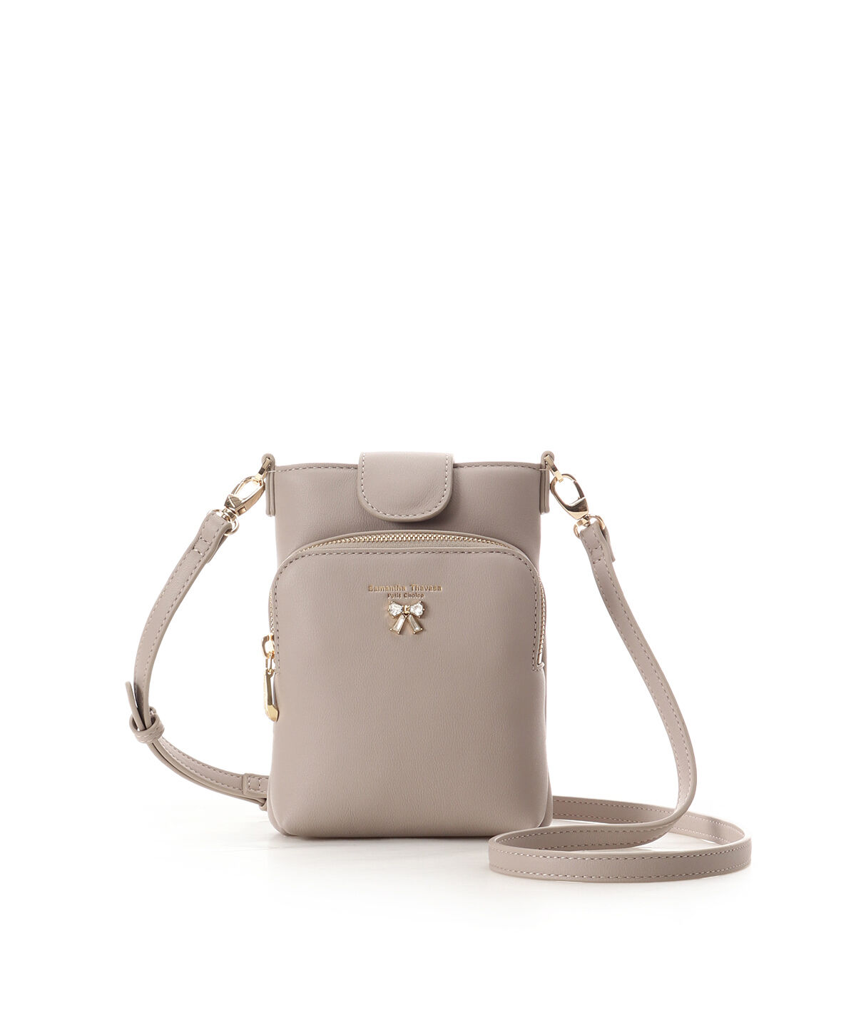 Samantha Thavasa Petit Choice「リボンモチーフ スマホショルダー」|ショルダー・メッセンジャー|グレージュ