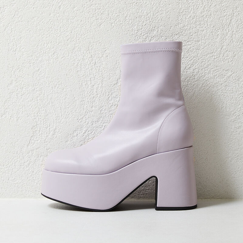 ORiental TRaffic「ラウンドトゥボリュームストレッチブーツ/21422」|ショートブーツ|PURPLE