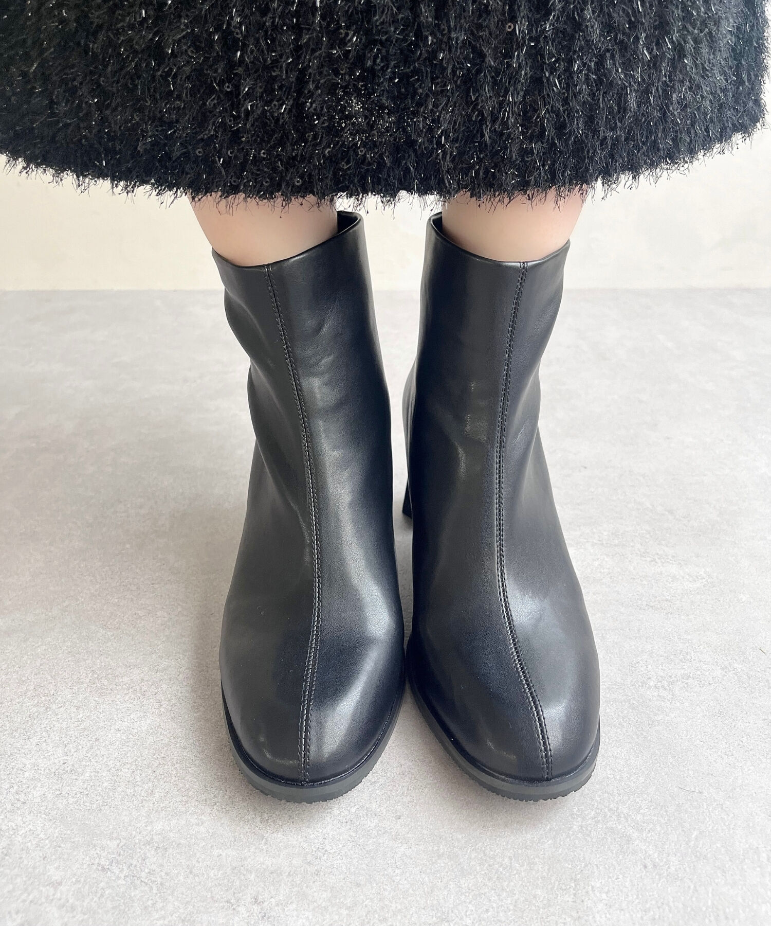 ORiental TRaffic「変形 ヒール ラウンドトゥ ショートブーツ /41405 太ヒール ヒール6.3ｃｍ」|ショートブーツ|