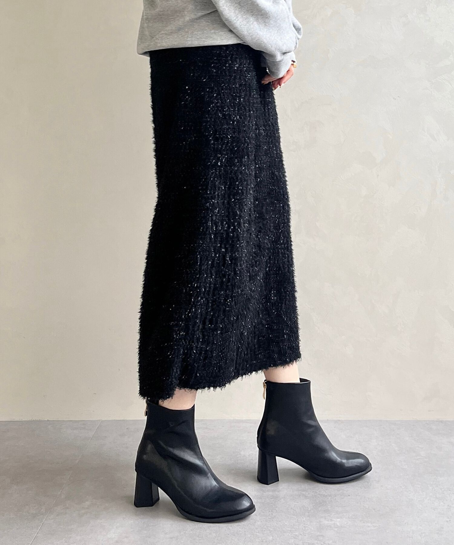 ORiental TRaffic「変形 ヒール ラウンドトゥ ショートブーツ /41405 太ヒール ヒール6.3ｃｍ」|ショートブーツ|