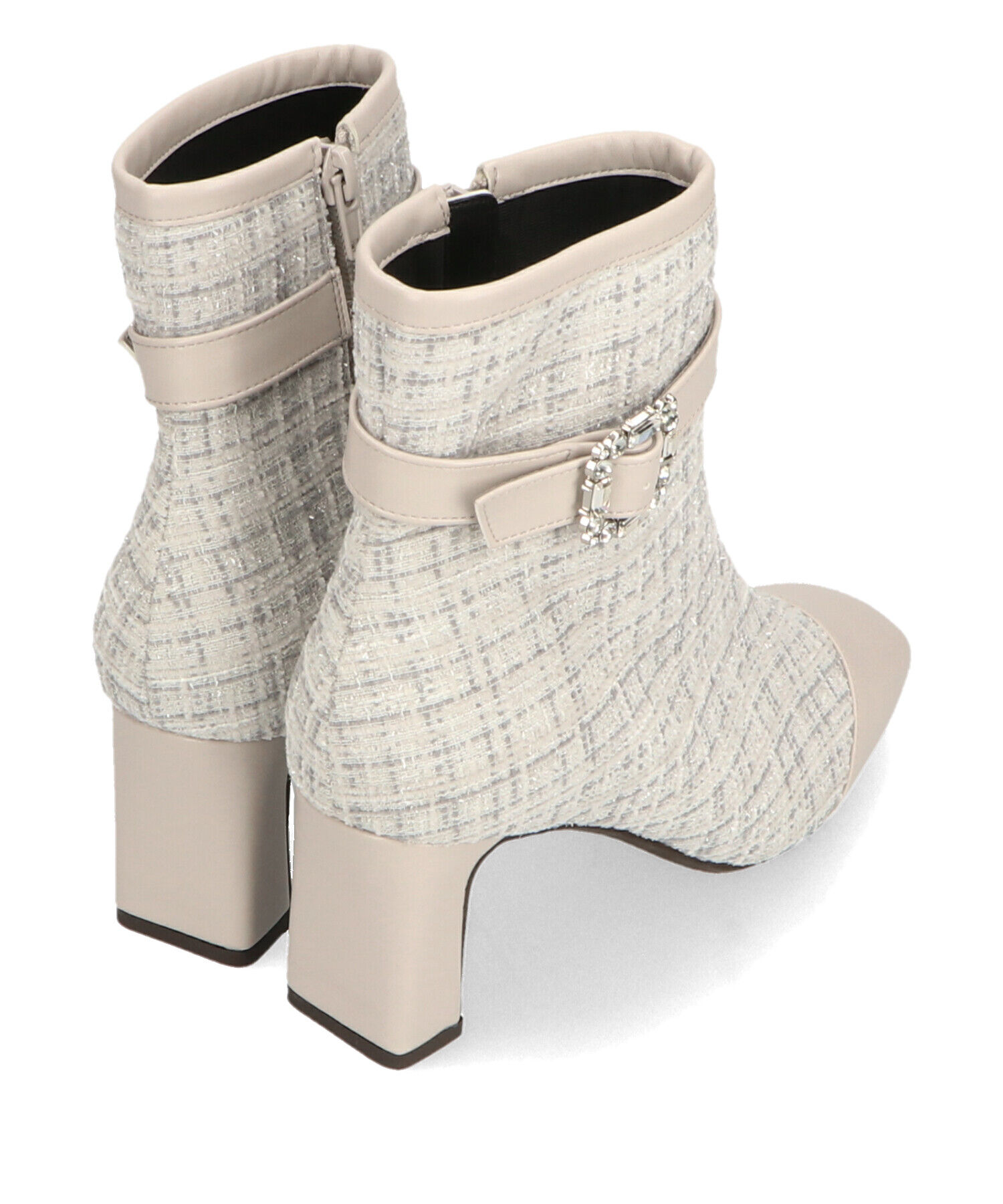 ORiental TRaffic「●2024秋冬新作●ビジューバックルツイードヒールブーツ/41419」|ショートブーツ|