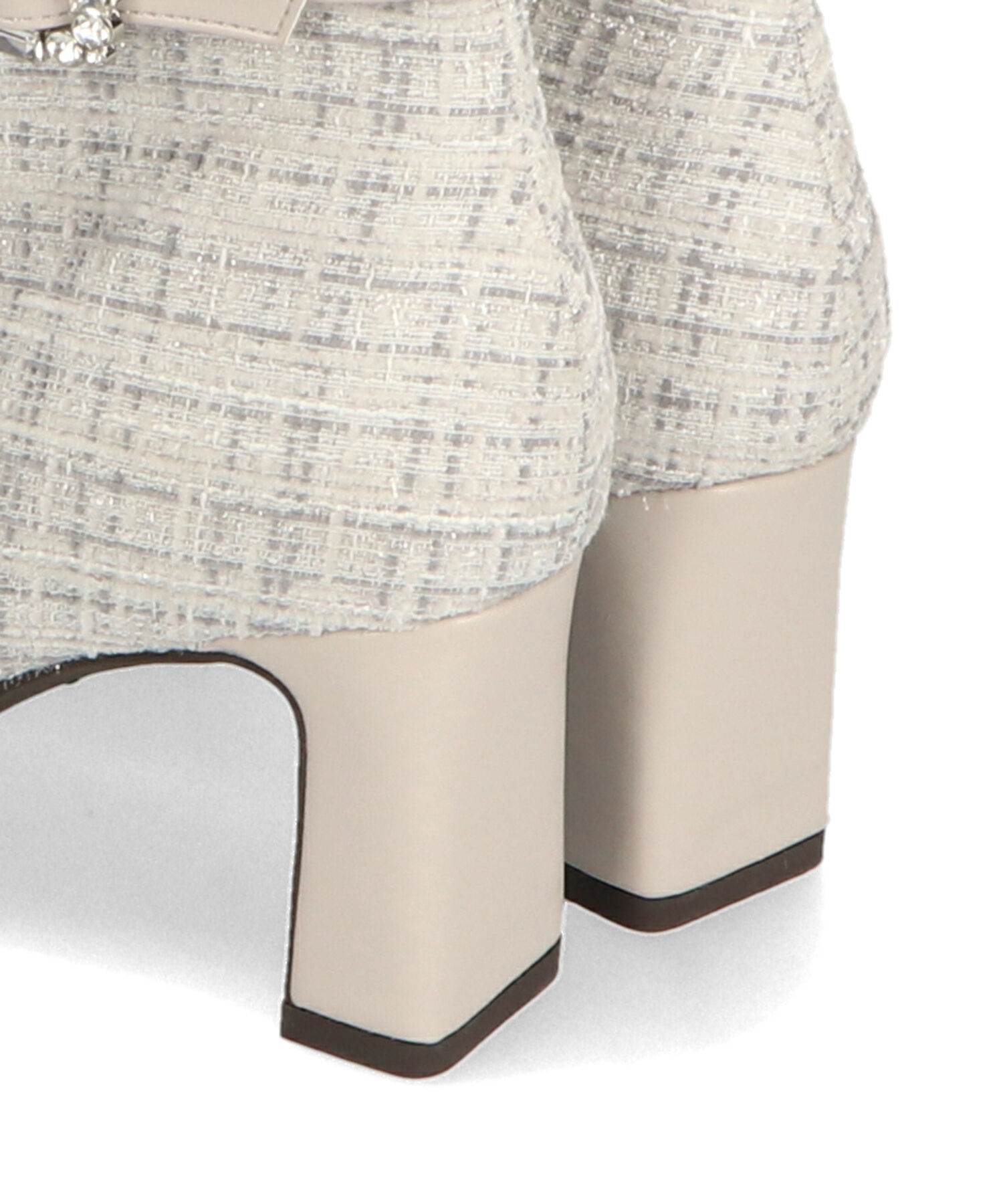 ORiental TRaffic「●2024秋冬新作●ビジューバックルツイードヒールブーツ/41419」|ショートブーツ|