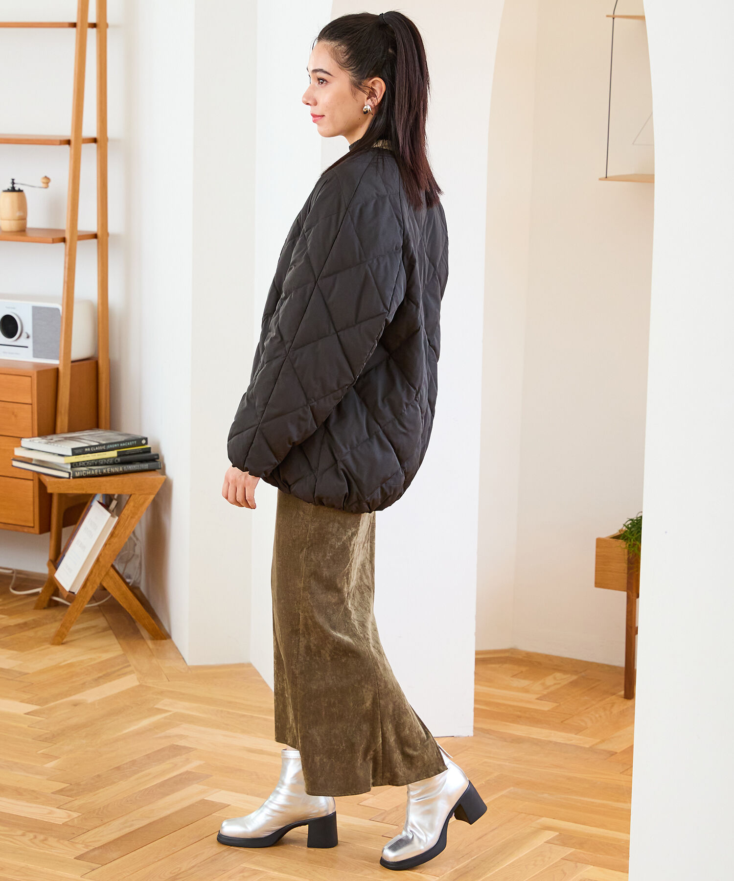 ORiental TRaffic「キルティングノーカラーダウンジャケット/MO43D04」|ダウン|