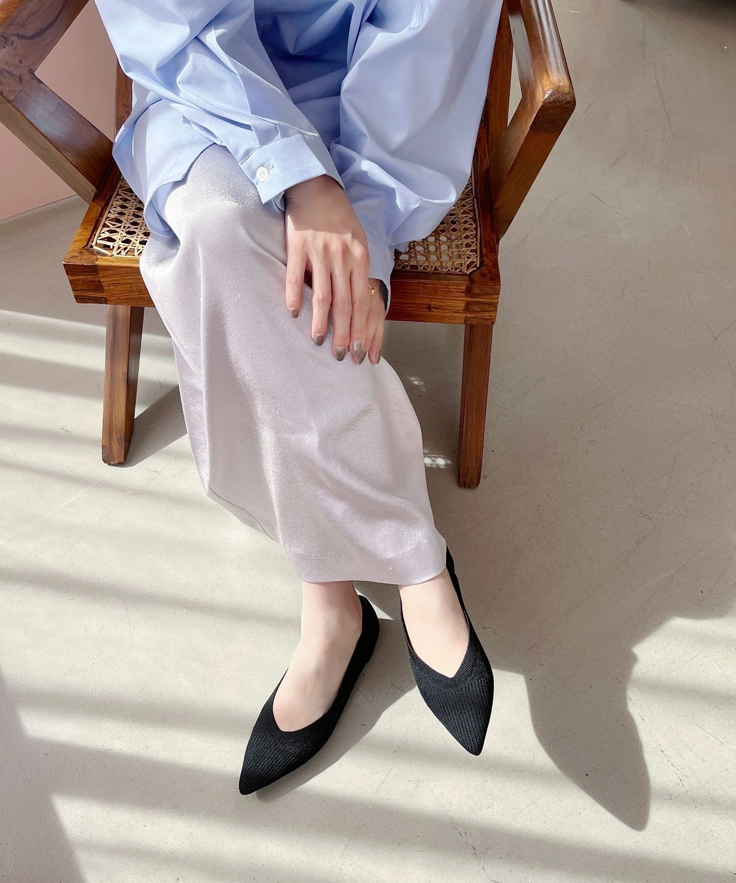 WA Oriental TRaffic「●人気アイテム● 軽量 シアー ニットパンプス /52108 柔らかい クッション」|パンプス|BLACK