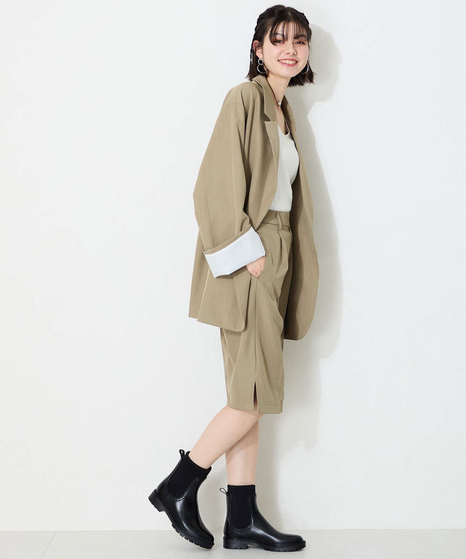 ORiental TRaffic「【防水】●2025春夏新作●サイドネオプレーンレインブーツ/R-0019 レインブーツ 人気 トレンド 売れてる」|ショートブーツ|