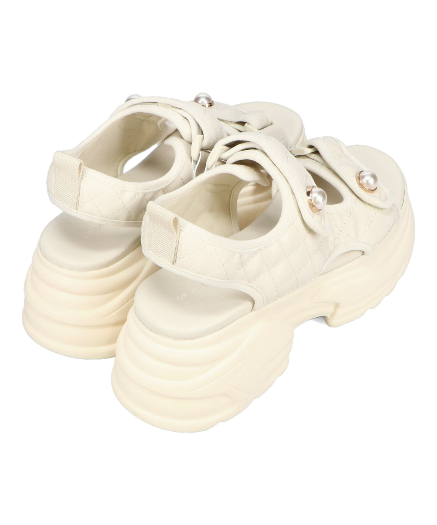 ORiental TRaffic「●2025春夏新作●キルティングパールボタン厚底サンダル/51213 サンダル 厚底 人気」|サンダル|