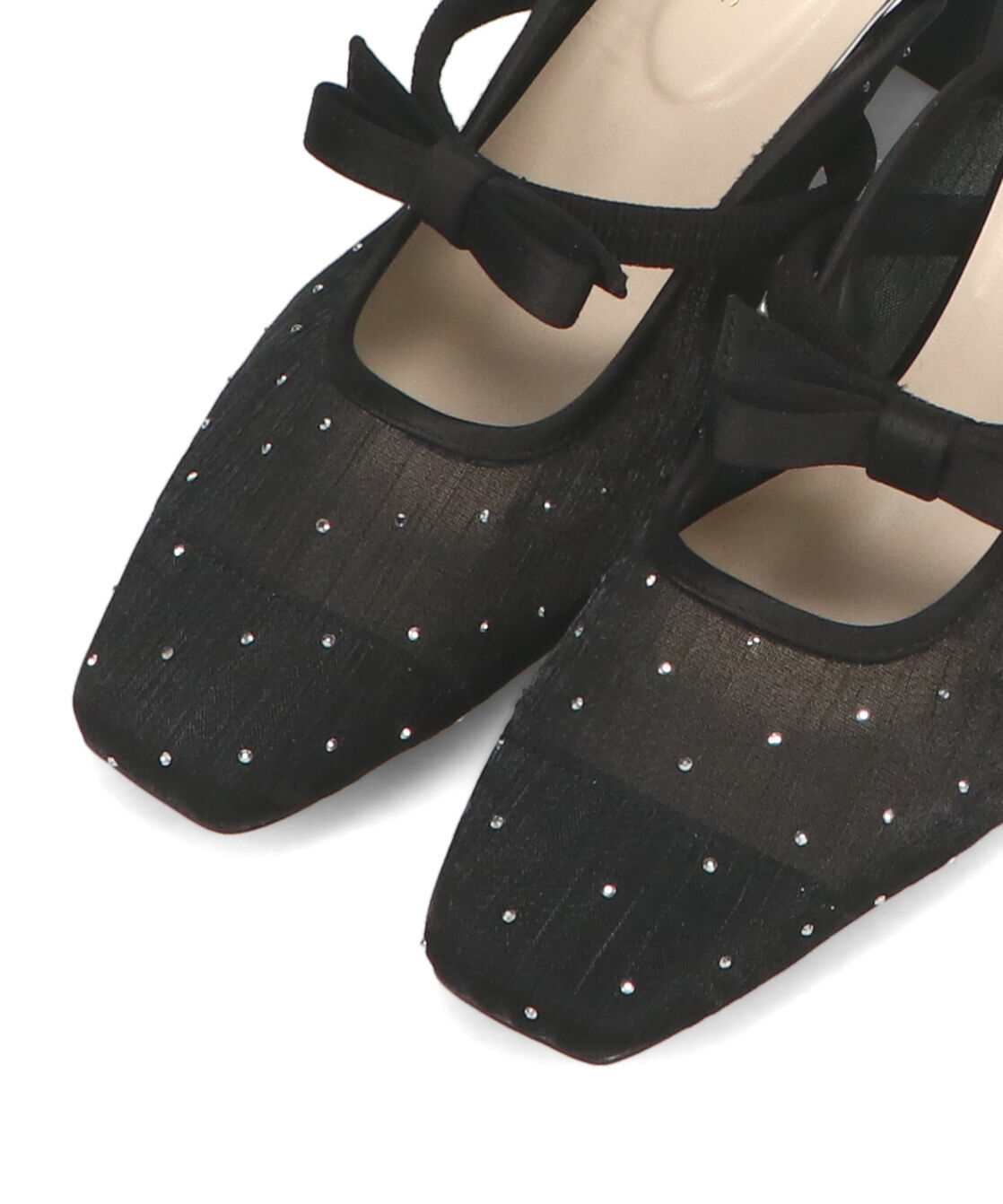 ORiental TRaffic「リボン ベル トラインストーン シアー ミュール /51124 ゴムベルト パンプス」|サンダル|