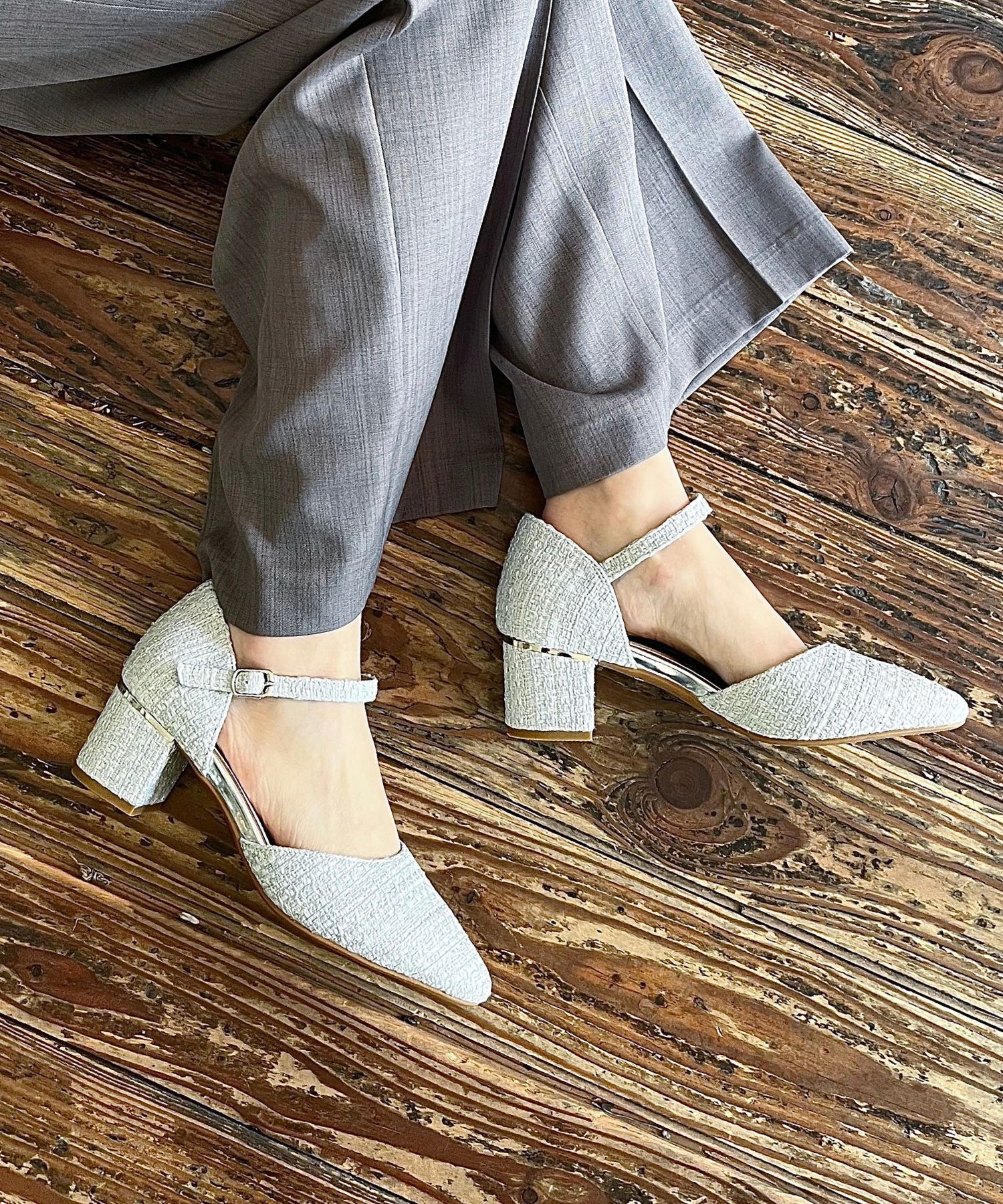 ORiental TRaffic「【WEB限定】アーモンドトゥ セパレートパンプス /55103 ストラップパンプス 太ヒール オフィス」|パンプス|BLUE