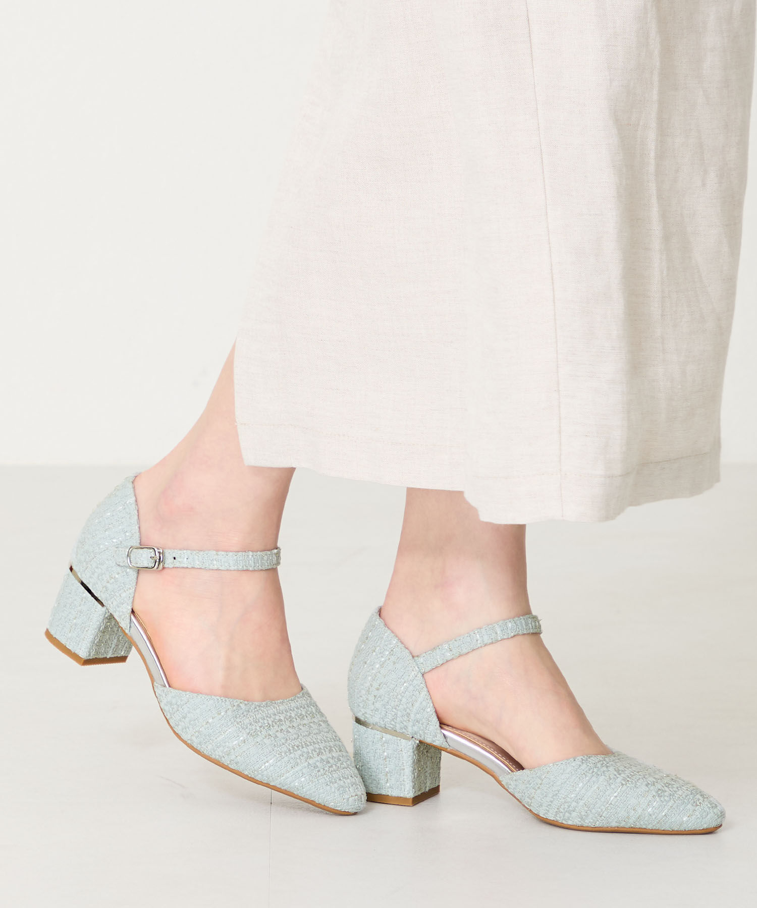 ORiental TRaffic「【WEB限定】アーモンドトゥ セパレートパンプス /55103 ストラップパンプス 太ヒール オフィス」|パンプス|