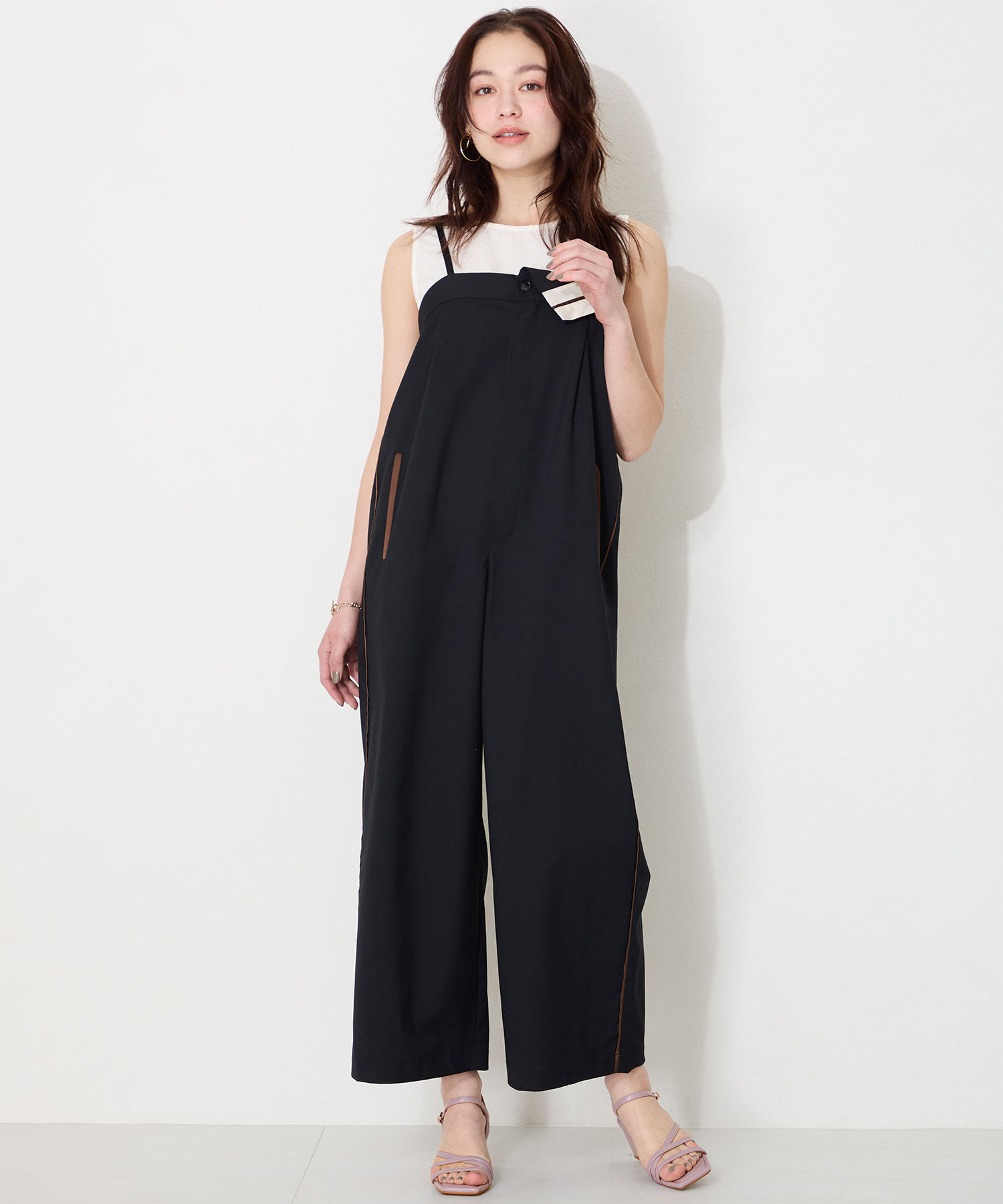 ORiental TRaffic「●2025春夏新作●アシンメトリーストラップヒールサンダル/51230 サンダル 人気 トレンド ヒール6.7cm」|サンダル|