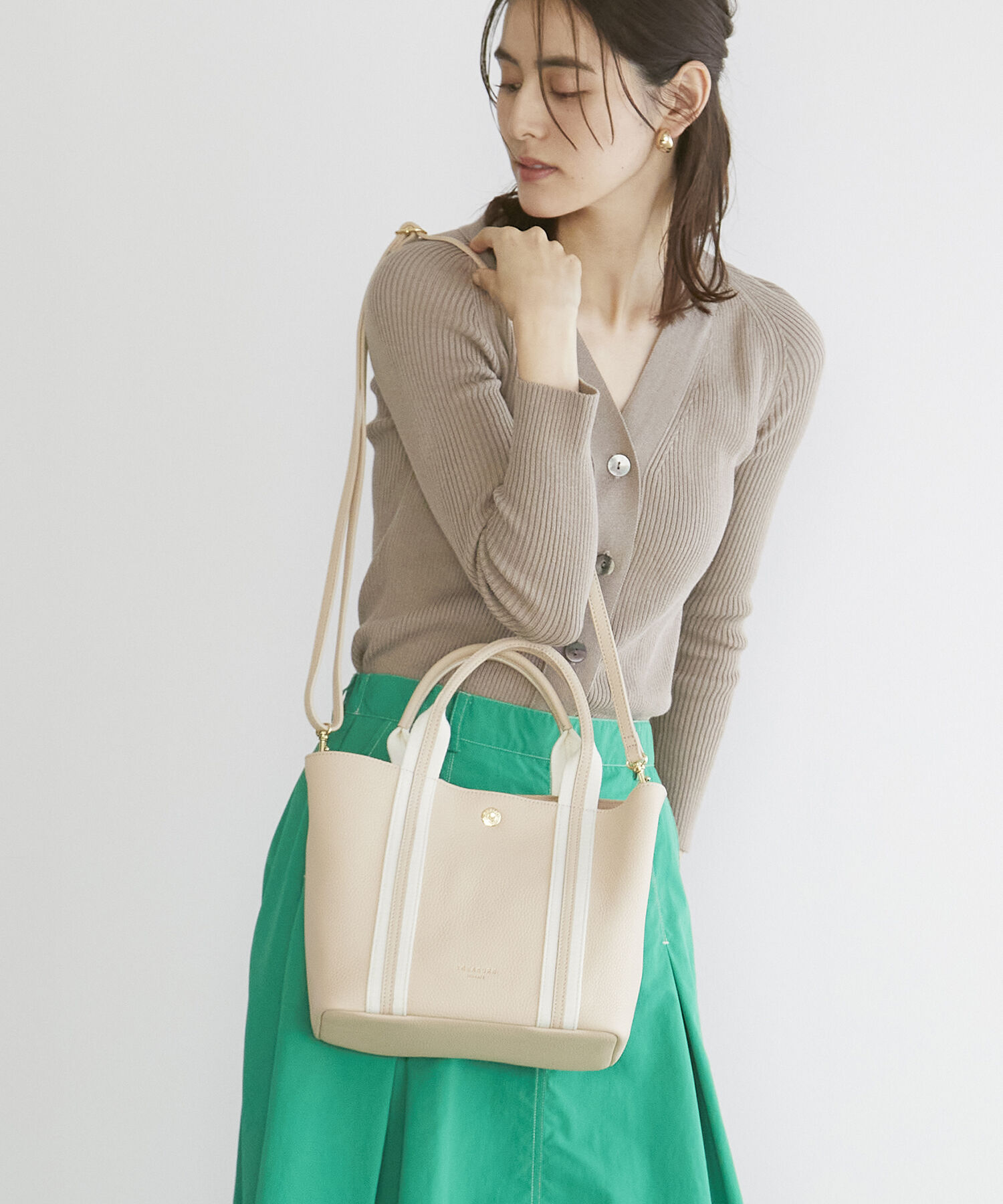 TOPKAPI TREASURE「ソフトシュリンク テープコンビ ミニ トート バッグ ショルダーベルト付」|トートバッグ|