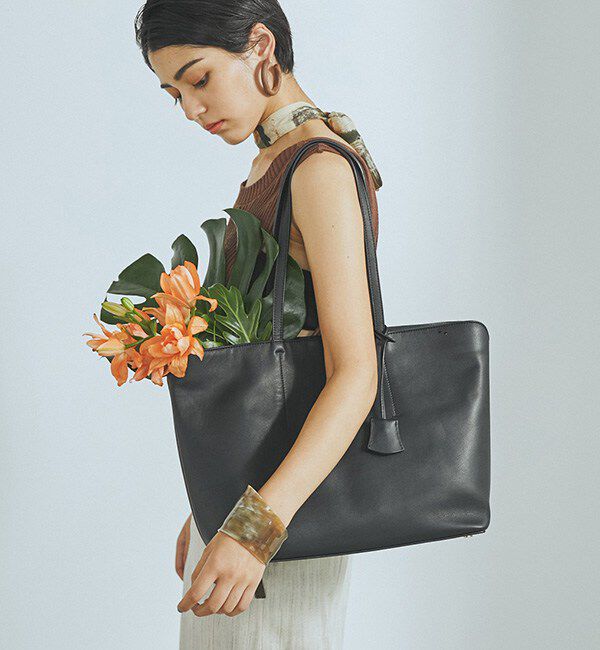 TOPKAPI TREASURE「フロントステッチ レザーA4トートバッグ」|トートバッグ|ブラック