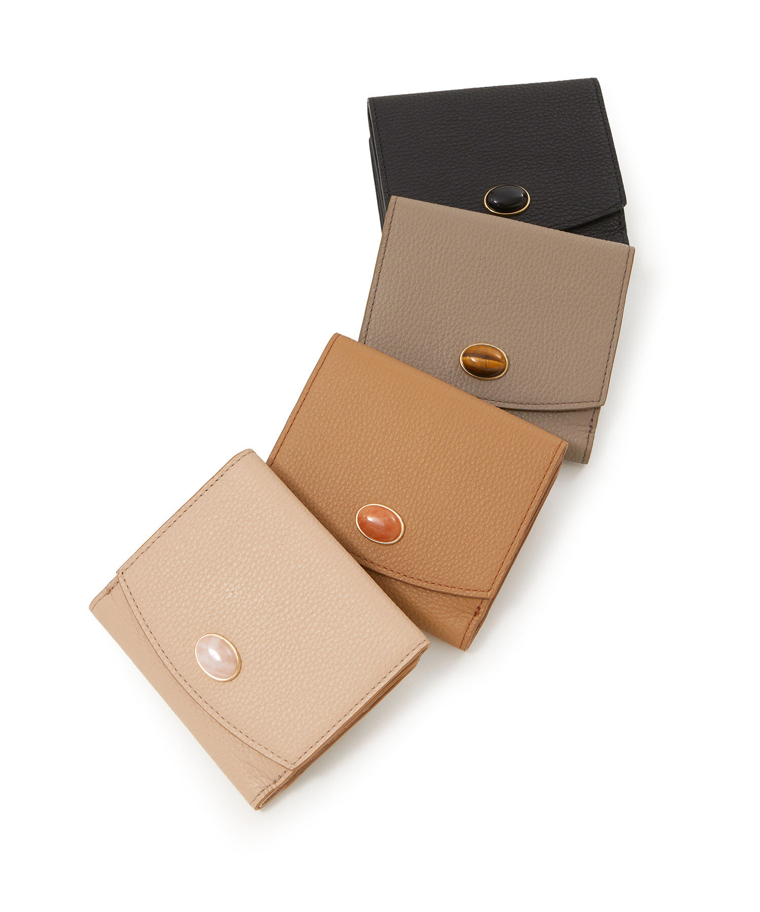 TOPKAPI 「【TOPKAPI】 gemdrops ジェムドロップ ミニエンボスレザー 天然石 二つ折り 財布 」|財布|