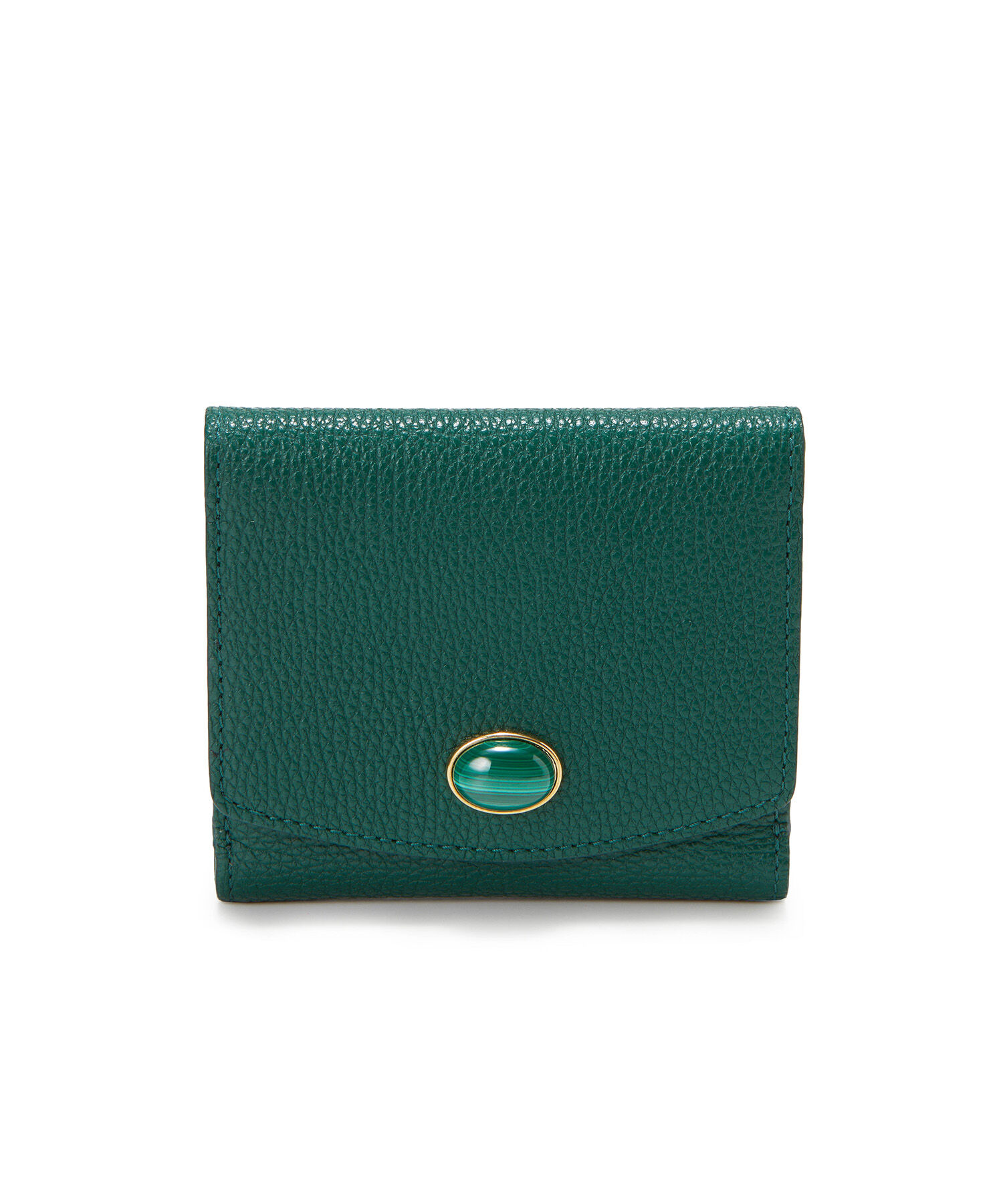 TOPKAPI 「【TOPKAPI】 gemdrops ジェムドロップ ミニエンボスレザー 天然石 二つ折り 財布 」|財布|ディープグリーン