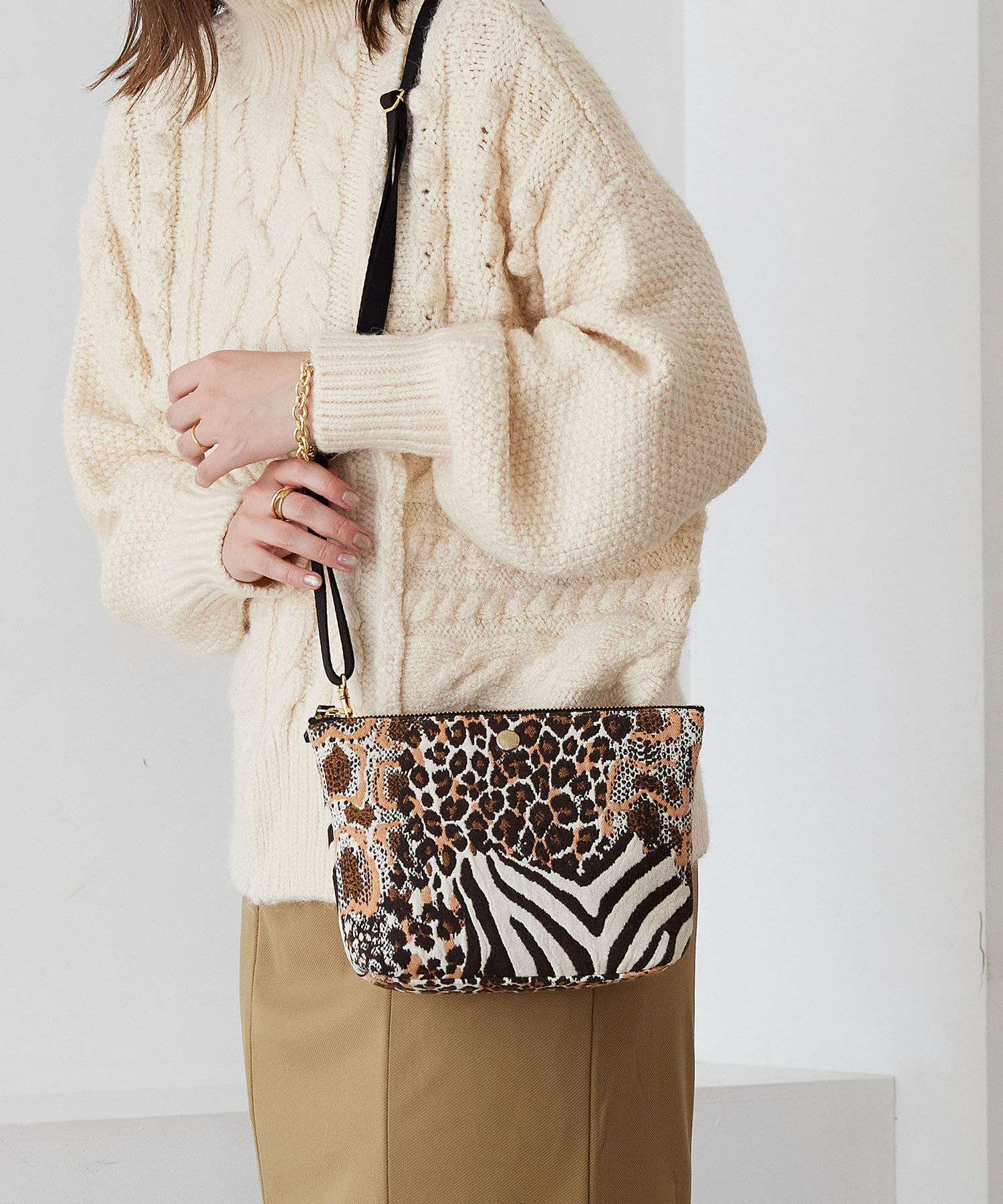 TOPKAPI TREASURE「【TREASURE TOPKAPI】アニマルジャガード 2WAY ショルダーバッグ 」|トートバッグ|ベージュ