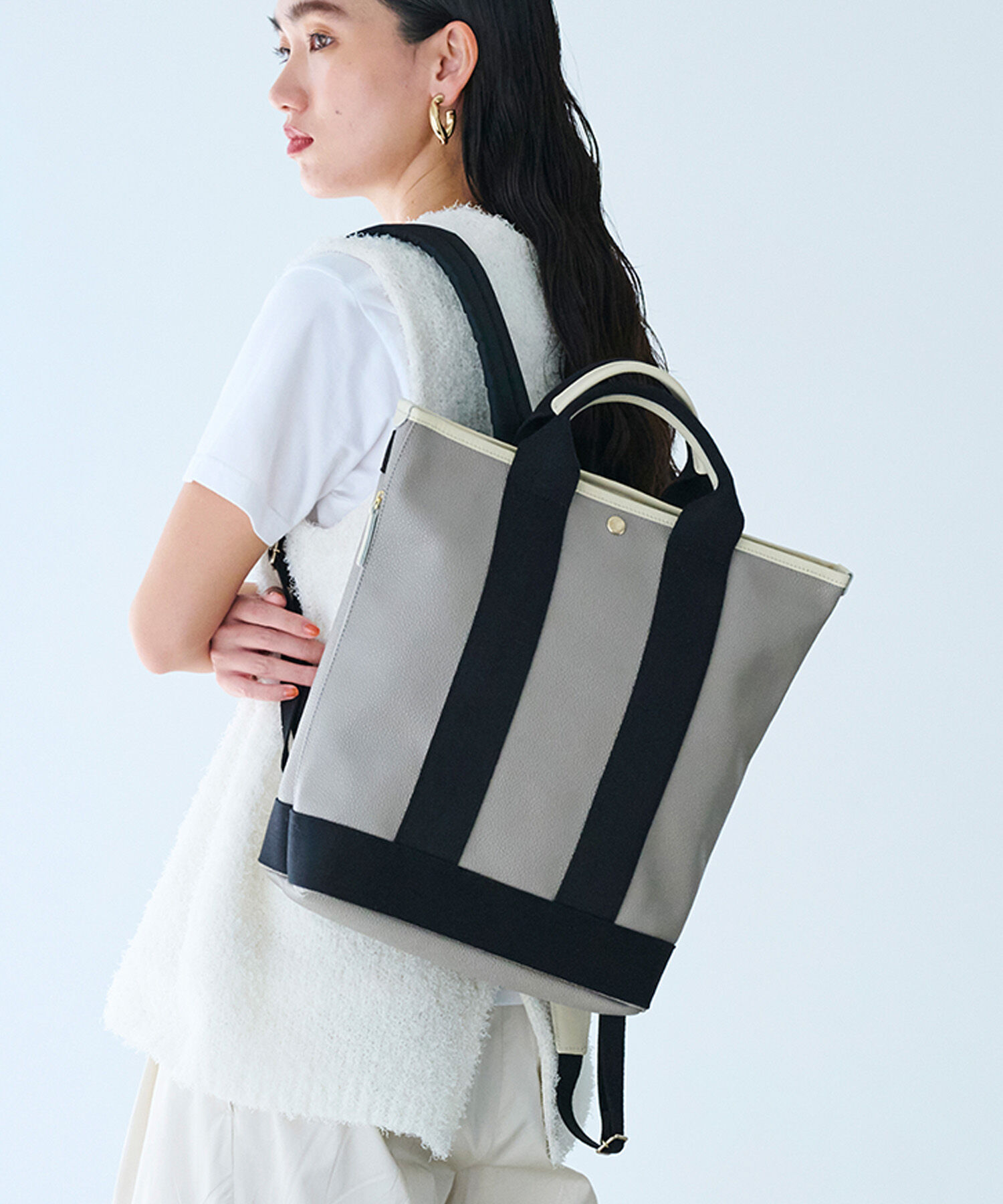 TOPKAPI BREATH「【Breath TOPKAPI】SCOTCH GRAIN スコッチグレイン A4 トート リュック / バックパック 撥水」|トートバッグ|グレージュ