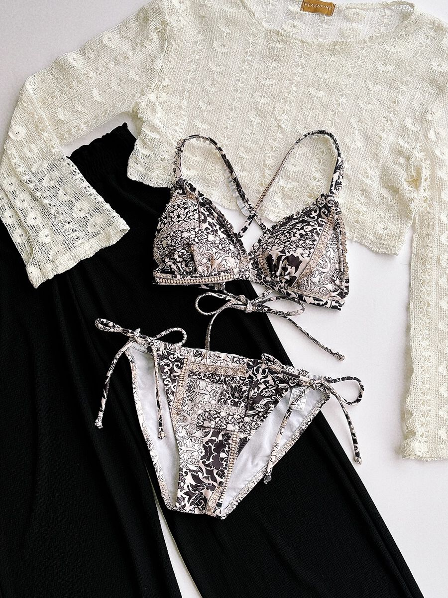 PEAK&PINE「エスニック柄フリル三角ビキニ」|ビキニ|