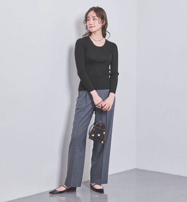 UNITED ARROWS「シルクリブ Uネック ニット」|ニット・セーター|