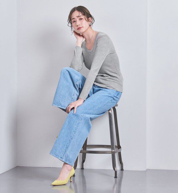 UNITED ARROWS「シルクリブ Uネック ニット」|ニット・セーター|