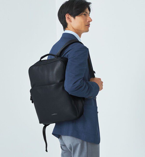 UNITED ARROWS green label relaxing「シボ レザーライク バックパック」|リュック|NAVY