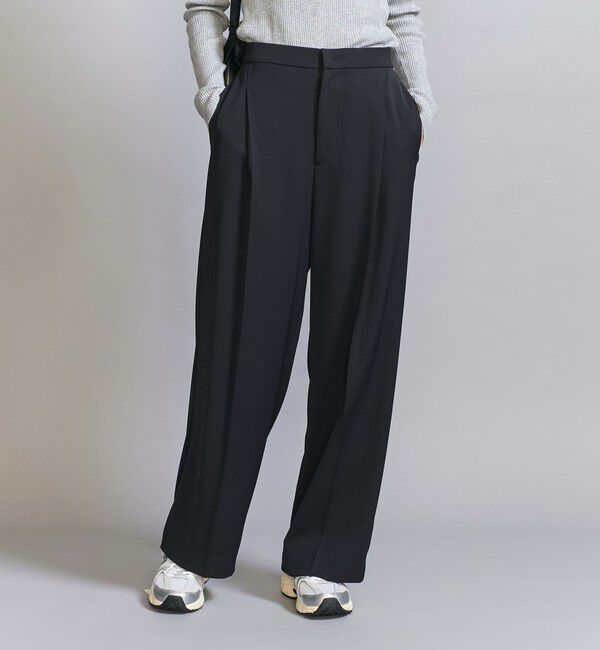 BEAUTY&YOUTH UNITED ARROWS「【WEB限定 Wardrobe DAILY MINIMAL】ダブルクロス タックワイドストレートパンツ -ウォッシャブル-」|スラックス|