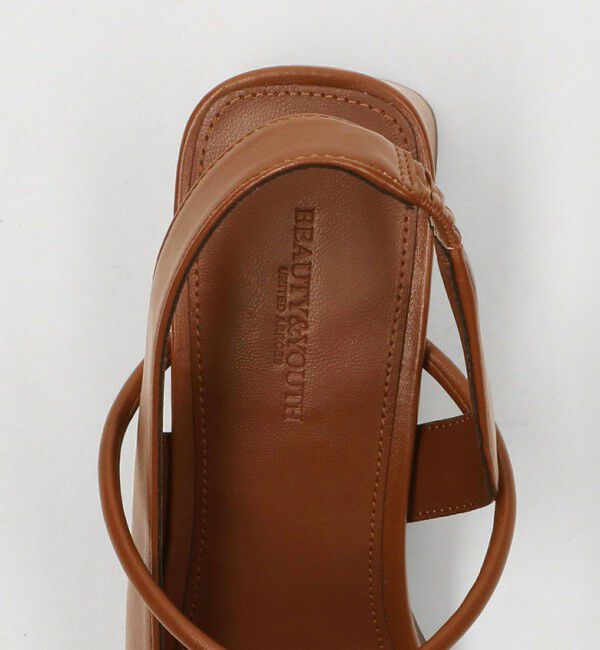 BEAUTY&YOUTH UNITED ARROWS「レザーライク オープントゥ バックストラップミュール」|サンダル|