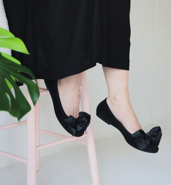 Ray BEAMS 「SEPTEMBER MOON / リボン バレエシューズ ソリッド」|バレエシューズ|BLACK