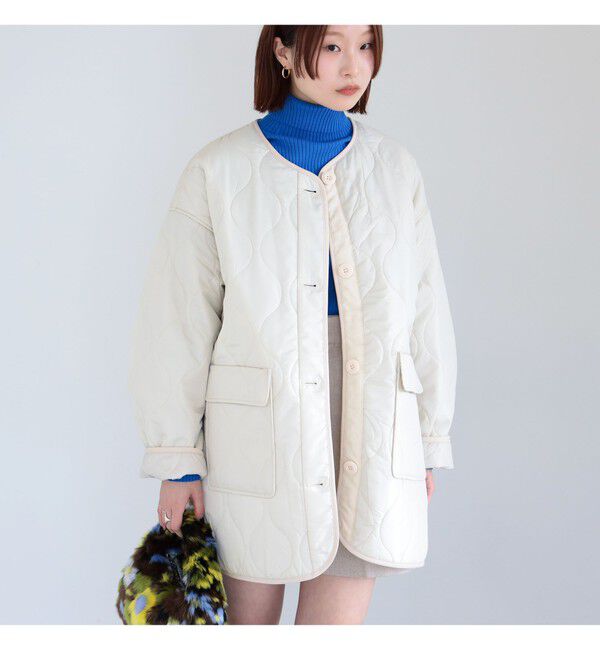 Ray BEAMS 「キルティング ノーカラー ブルゾン」|ブルゾン・スタジャン|