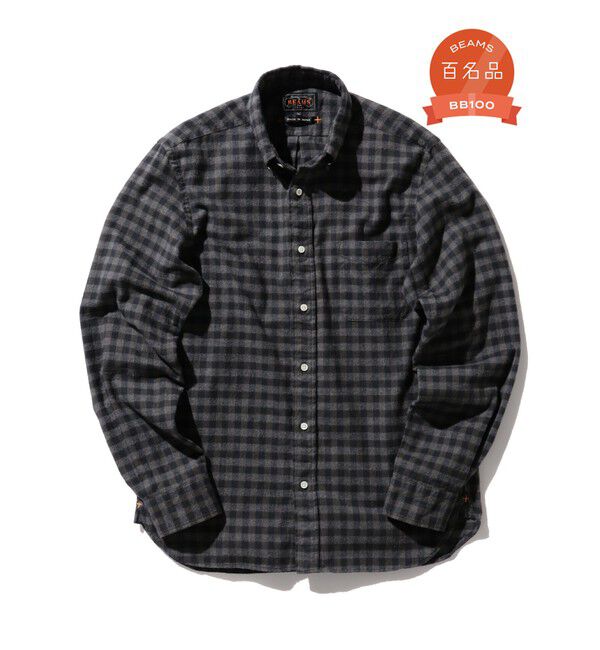 BEAMS PLUS「BEAMS PLUS / シャギーギンガムチェック ボタンダウンシャツ」|シャツ・ブラウス|GREY