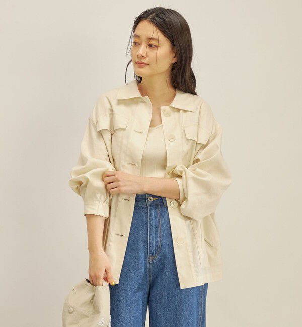 SHIPS for women「〈手洗い可能〉綿麻 ミリタリー オーバー ジャケット」|ミリタリー・モッズコート|