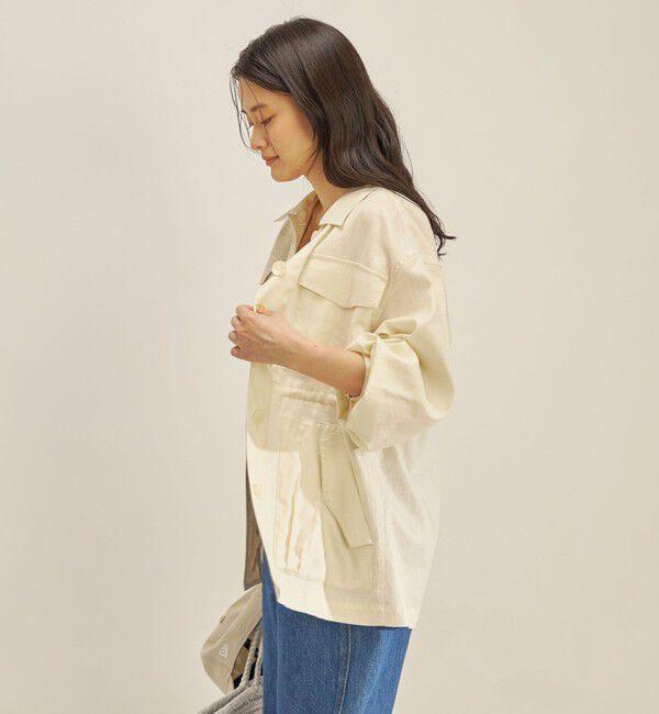 SHIPS for women「〈手洗い可能〉綿麻 ミリタリー オーバー ジャケット」|ミリタリー・モッズコート|