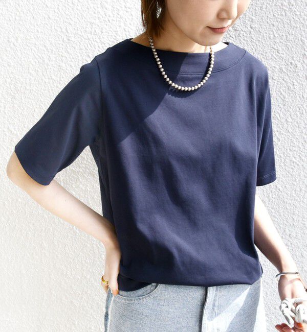 SHIPS for women「【WEB限定】〈ネックが選べる2サイズ展開〉オーガニックコットン バリエーションネック TEE」|Tシャツ・カットソー|ネイビー