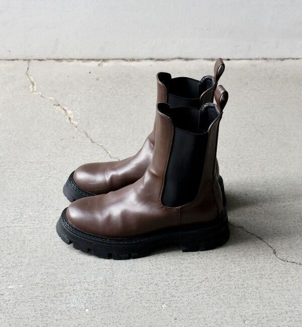 SHIPS any「【WEB限定】SHIPS any: トラックソール サイドゴア ブーツ 24FW」|ショートブーツ|ブラウン