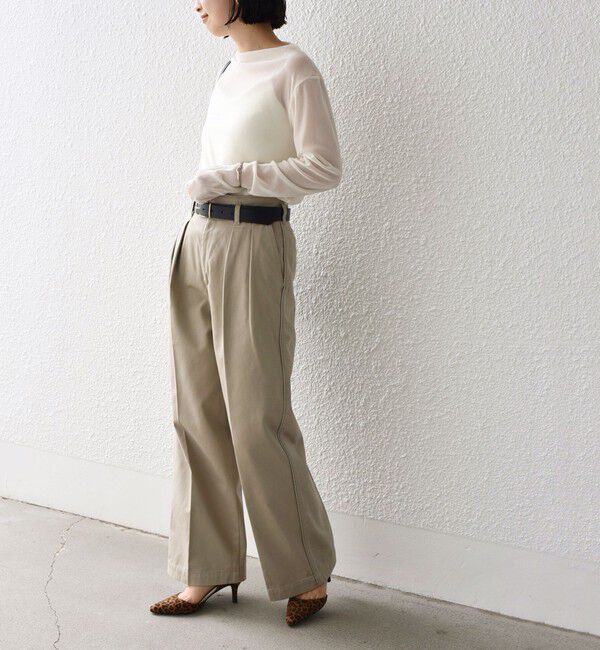 SHIPS for women「* 〈手洗い可能〉2タック ワイド チノパンツ ◇」|チノ|