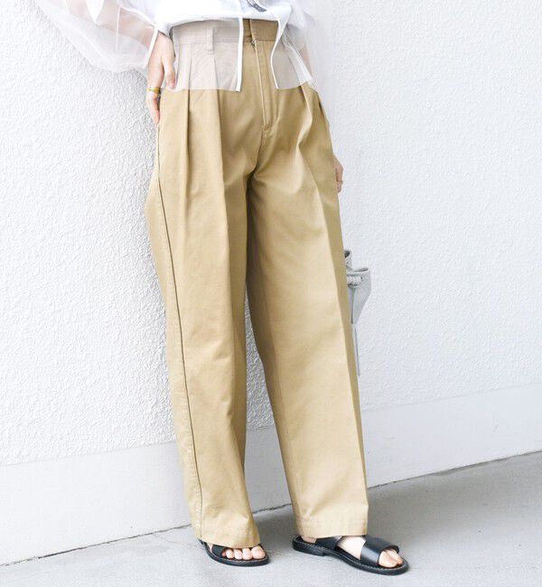 SHIPS for women「* 〈手洗い可能〉2タック ワイド チノパンツ ◇」|チノ|