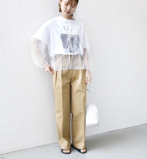 SHIPS for women「* 〈手洗い可能〉2タック ワイド チノパンツ ◇」|チノ|