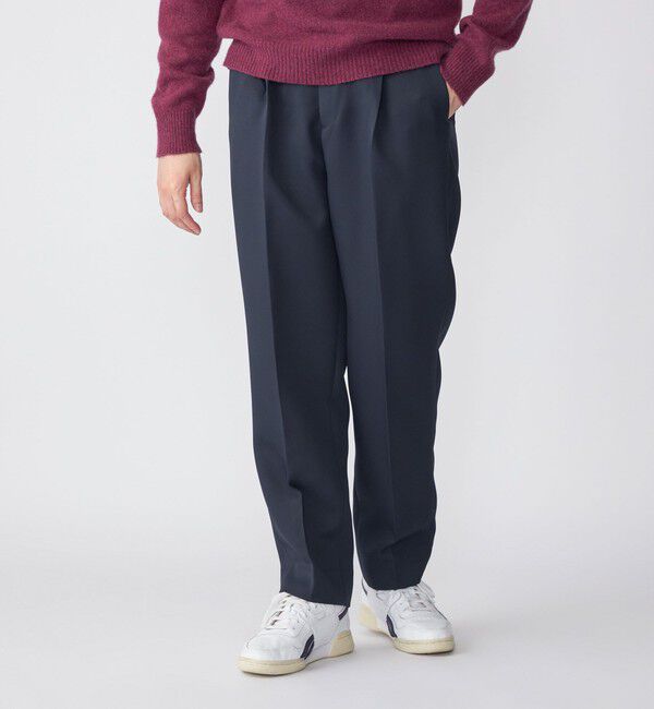 SHIPS「SHIPS: トリプルクロス ワンタック ワイド テーパード パンツ」|チノ|