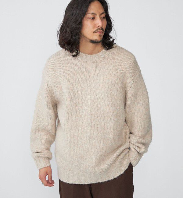 SHIPS「SHIPS: フラッフィー メランジ クルーネック プルオーバー ニット」|ニット・セーター|ベージュ