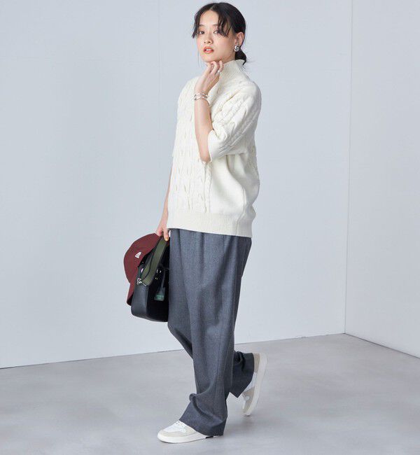 SHIPS for women「【SHIPS別注】WRAPINKNOT:ハイネック ショート スリーブ ケーブル」|ニット・セーター|