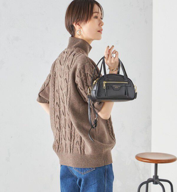 SHIPS for women「【SHIPS別注】WRAPINKNOT:ハイネック ショート スリーブ ケーブル」|ニット・セーター|