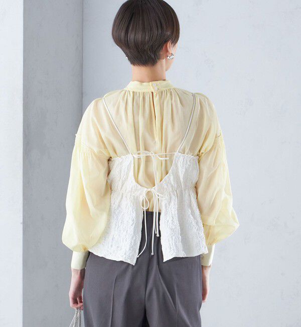 SHIPS for women「〈手洗い可能〉ボイル オーガンジー シャーリング ボリューム ブラウス 24SS ◇」|シャツ・ブラウス|