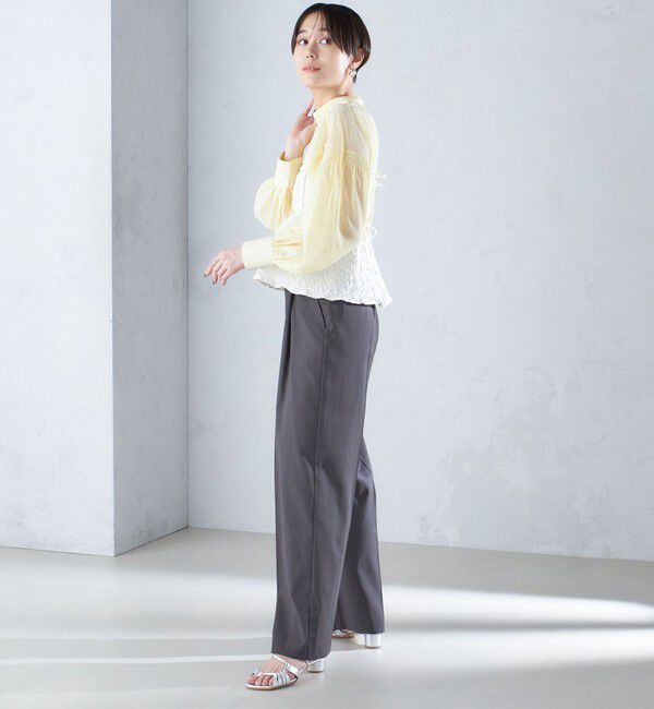 SHIPS for women「〈手洗い可能〉ボイル オーガンジー シャーリング ボリューム ブラウス 24SS ◇」|シャツ・ブラウス|