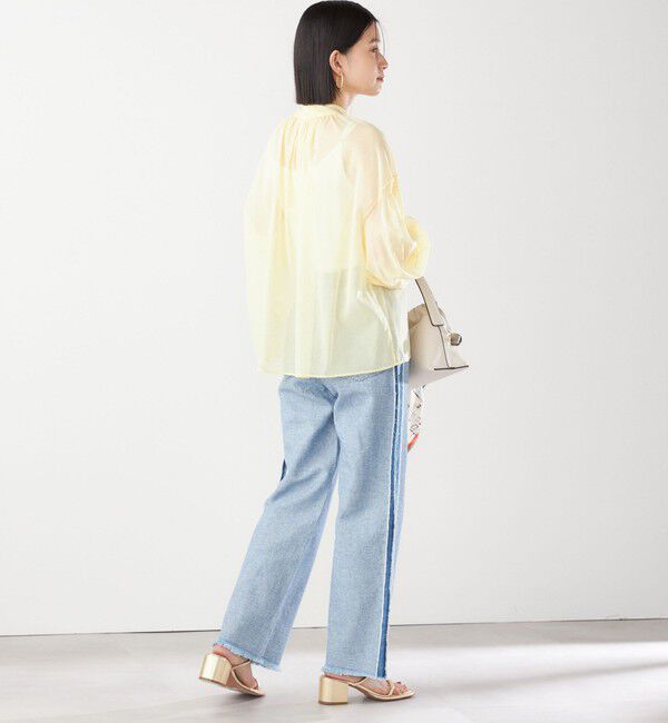 SHIPS for women「〈手洗い可能〉ボイル オーガンジー シャーリング ボリューム ブラウス 24SS ◇」|シャツ・ブラウス|