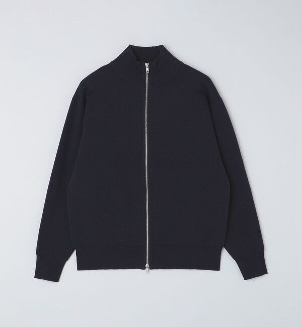 SHIPS「SHIPS: 〈手洗い可能〉 ダブルフェイス コットン カシミヤ スタンドジップ ニット ブルゾン」|カーディガン|ネイビー