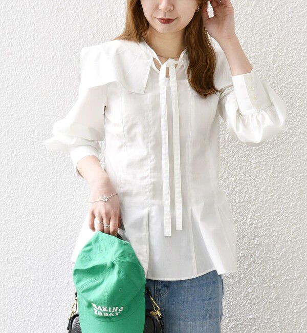 SHIPS any「SHIPS any:〈洗濯機可能〉REPREVE カラー シャツ ブラウス」|シャツ・ブラウス|ホワイト