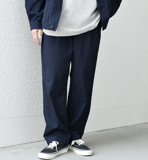 SHIPS any「SHIPS any: 〈撥水・軽量〉SOLOTEX(R) シアサッカー セミワイド イージーパンツ◆」|チノ|ネイビー